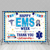 Aperturee - Aperturee Blue Medical Staff Happy EMS Week Thank You Backdrop